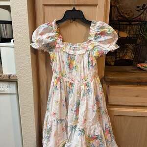 Janie and Jack Floral Puff Sleeve Ruffle Dress